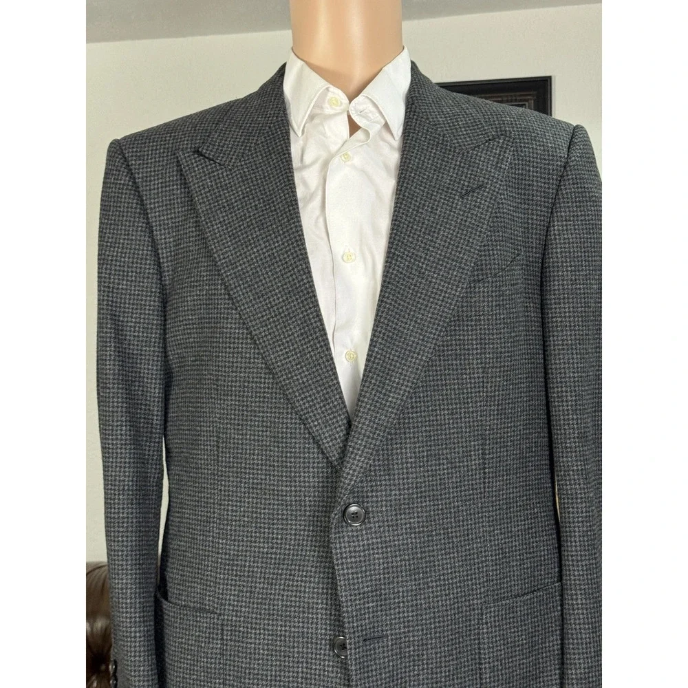 Tom Ford Gray Houndstooth Tweed Peak Lapel Blazer Sportcoat 54 44R Windsor